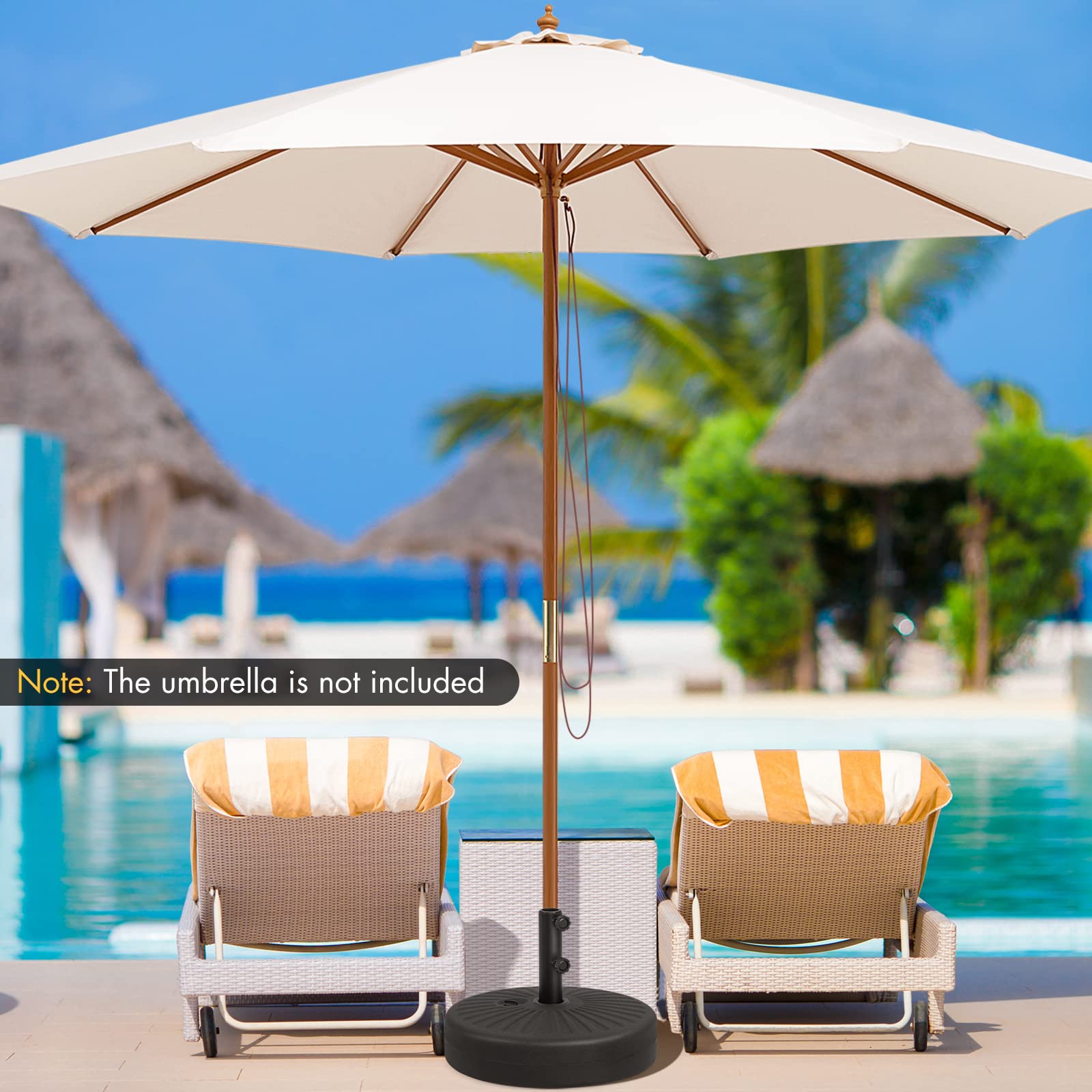 Giantex Umbrella Base Stand, Sand Water Filled Umbrella Holder for 1.5''-1.9'' Umbrella Poles, Build-in Handle