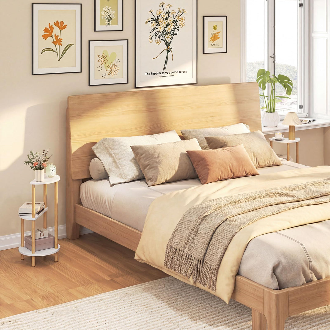 Giantex 3-Tier Bamboo Round Side Table Set of 2