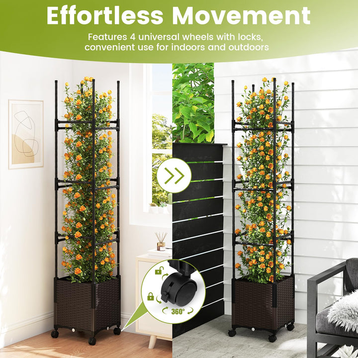 Giantex Raised Garden Bed Planter Box with Trellis