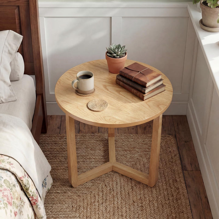 Giantex Round Side Table Set of 1/2  Compact Accent Bedside Night Stand for Living Room Bedroom