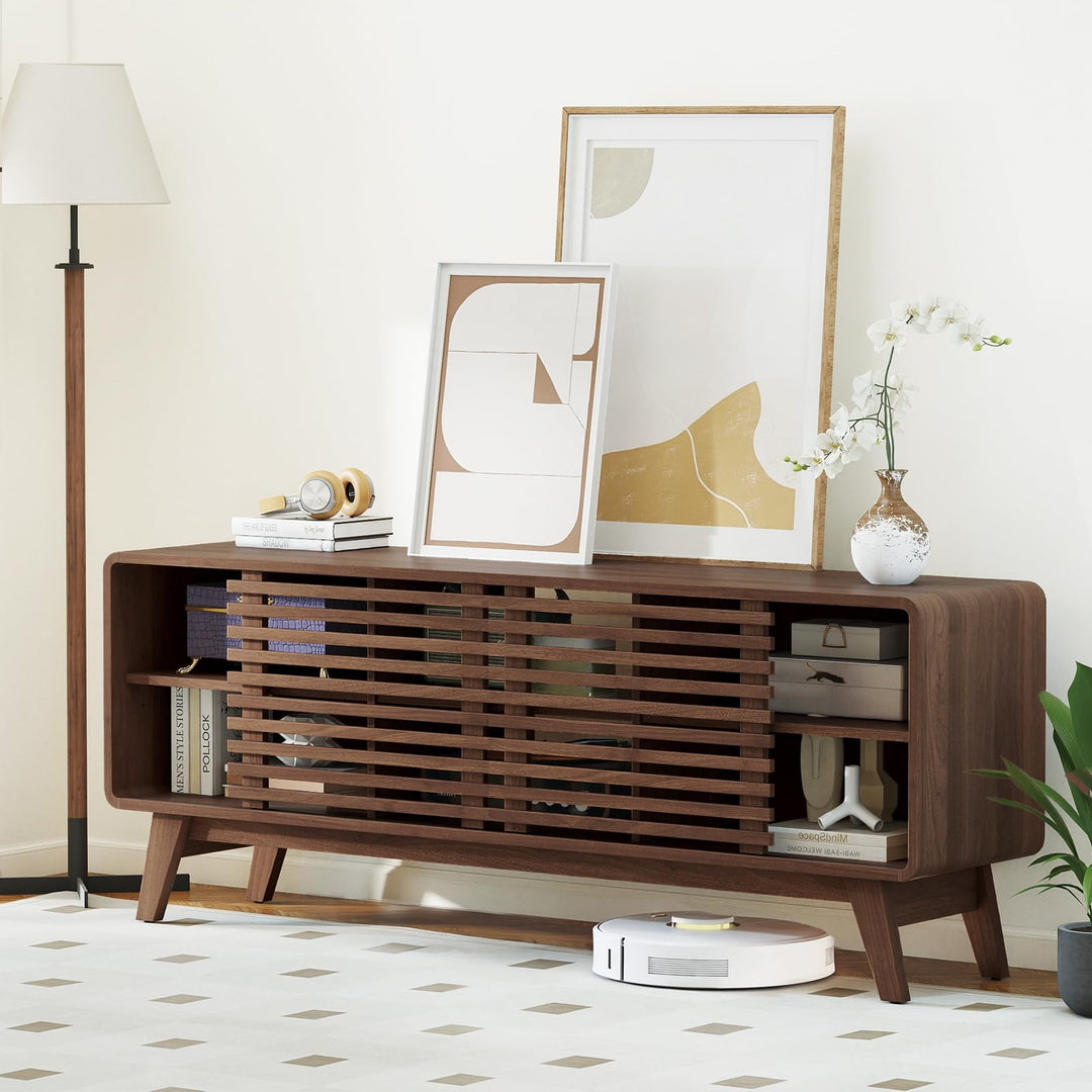 Giantex TV Stand for 60/65 Inch TV | Mid-Century Modern Entertainment Center with Storage Cabinet