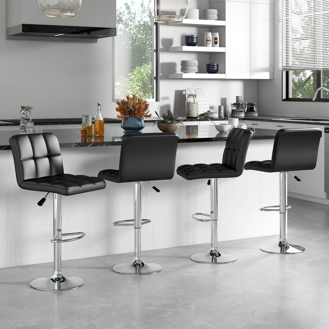 Giantex Swivel Bar Stools Set of 2/4, Upholstered Counter Height Bar Chairs with Back