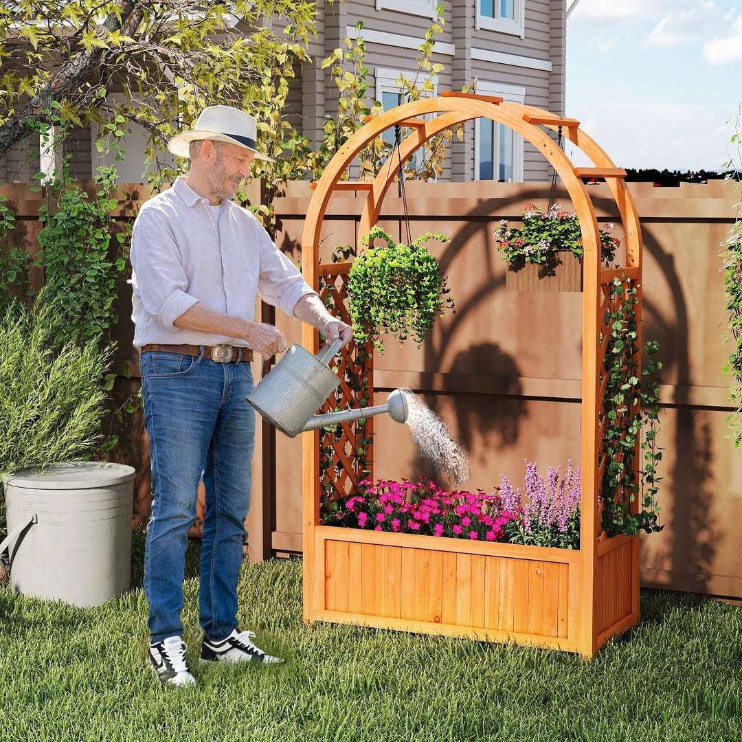 Giantex Raised Garden Bed with Arch Trellis