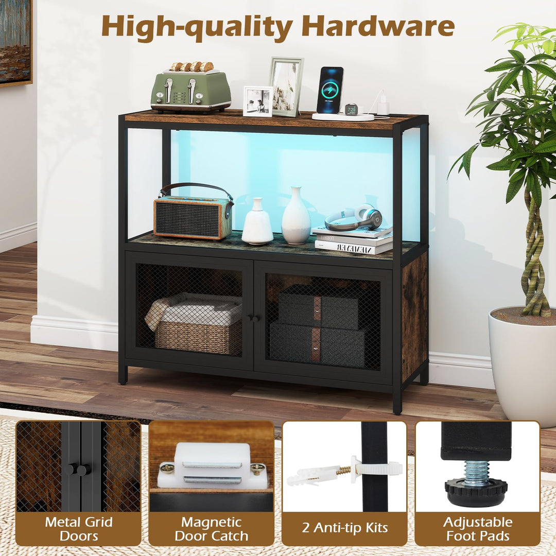 Giantex Wine Cabinet with LED Lights for Kitchen Living Room