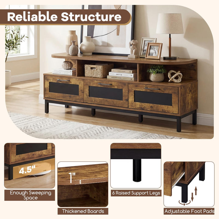 Giantex TV Stand for TVs up to 75" Entertainment Center with 3 Storage Drawers and Open Shelves