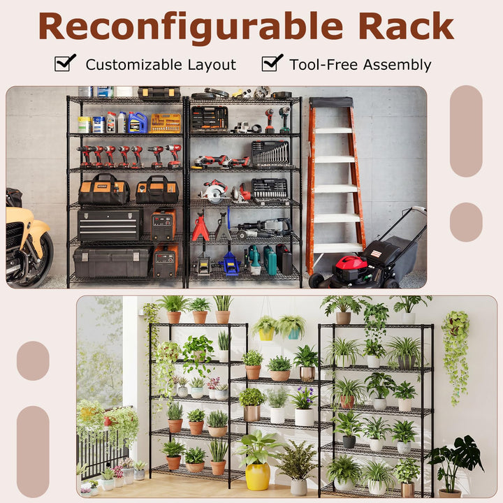 Giantex 6-Tier Metal Storage Shelving Unit with V-Shaped Wire Rack for Home Garage