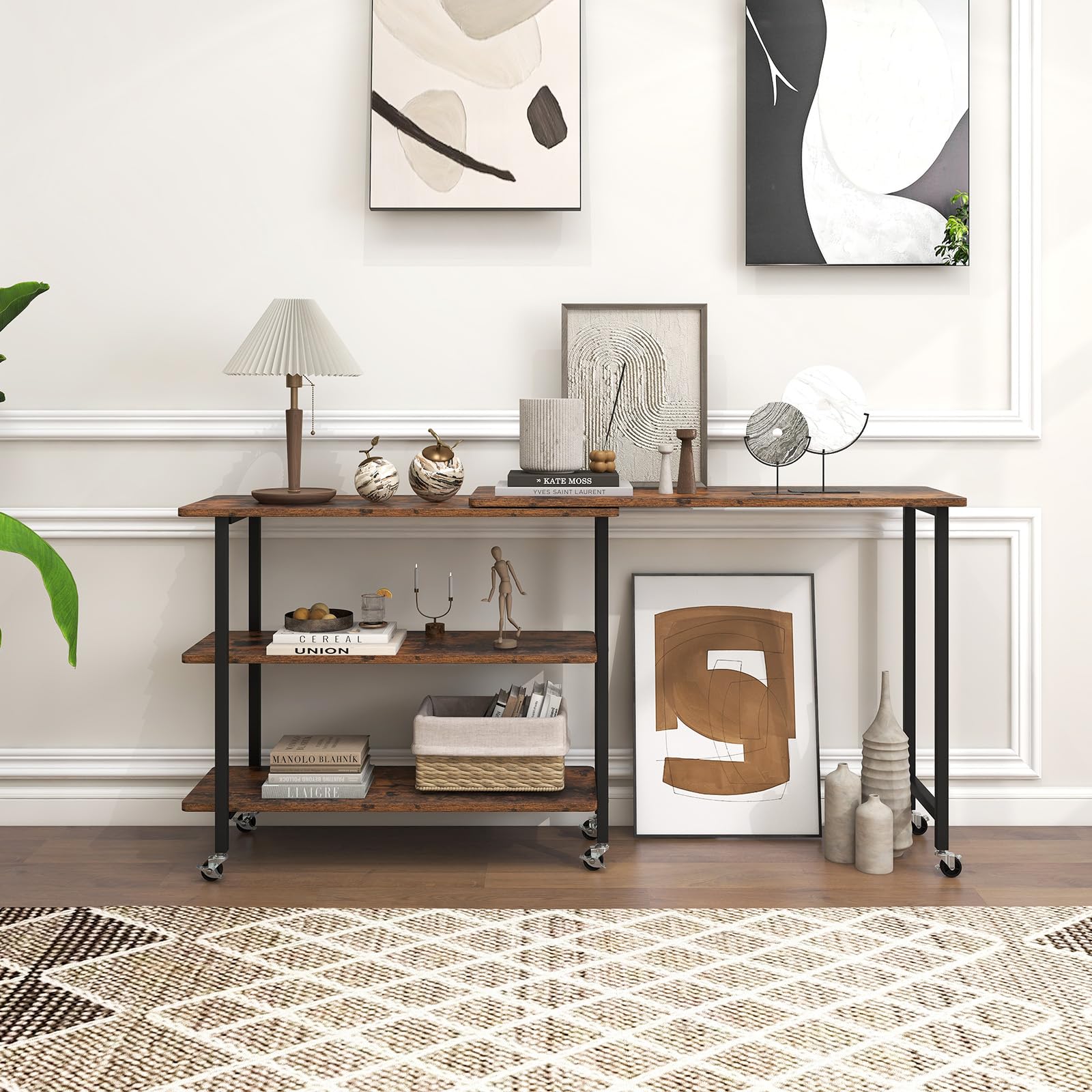 Giantex 360° Free Rotating Sofa Side Table