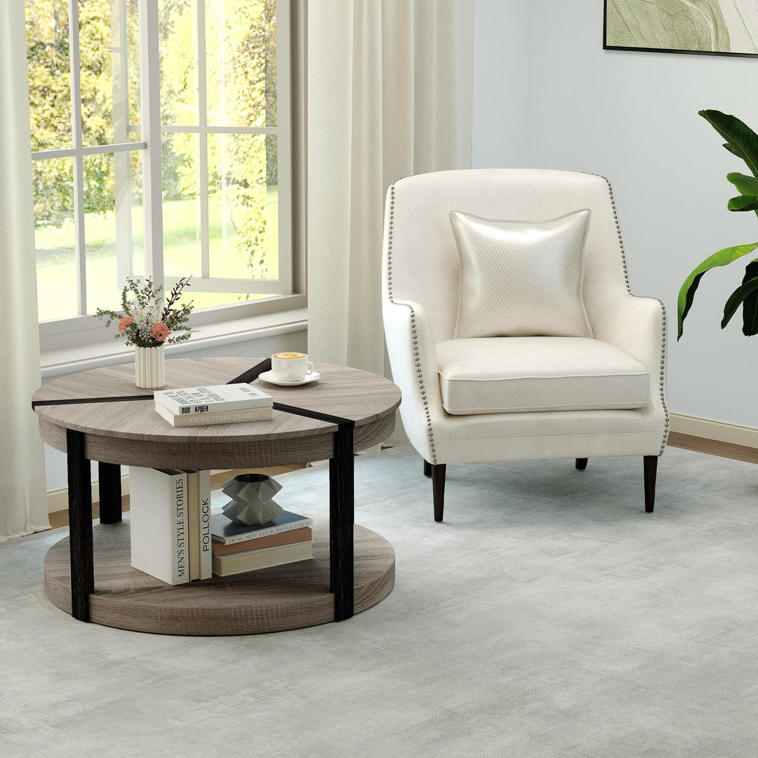 Giantex 2 Tier Round Coffee for Living Room Reception Room