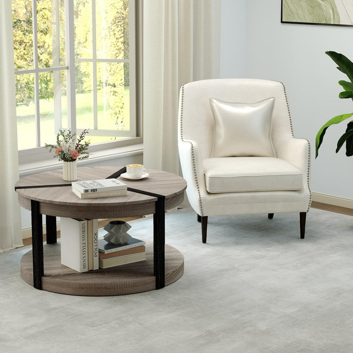 Giantex 2 Tier Round Coffee for Living Room Reception Room