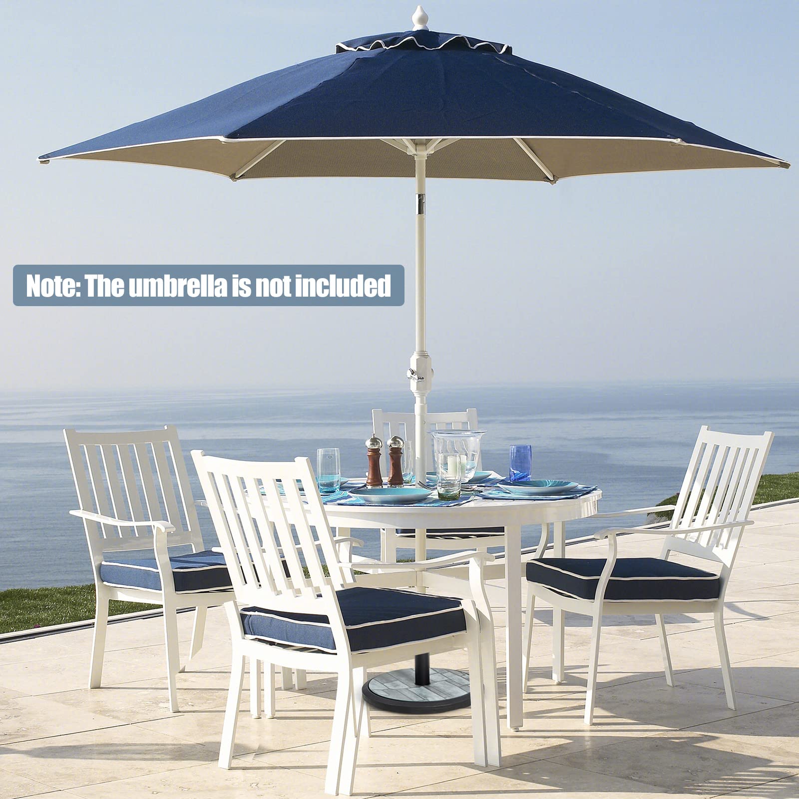 Giantex 35lbs Umbrella Base, Heavy Duty Patio Umbrella Stand with Built-in Cement, Special Stone Pattern