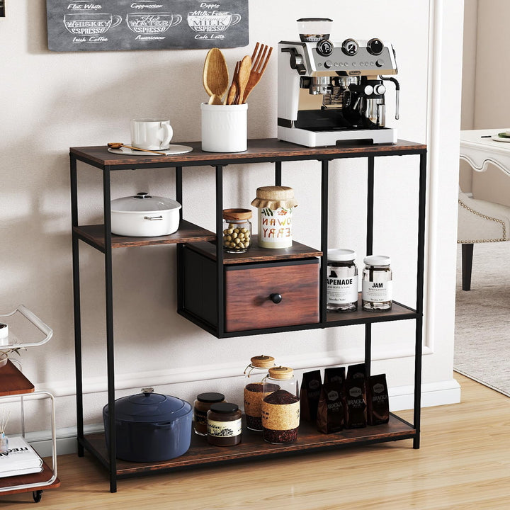 Giantex 40 Inch Console Sofa Table with Open Storage Shelves and Removable Drawer