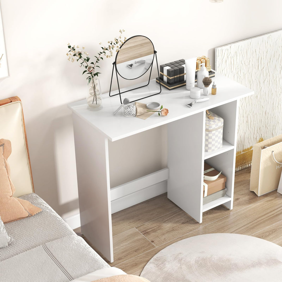 Giantex Small Desk, Compact Study Writing Desk with 3-Position Adjustable Shelf, Anti-Toppling Kit