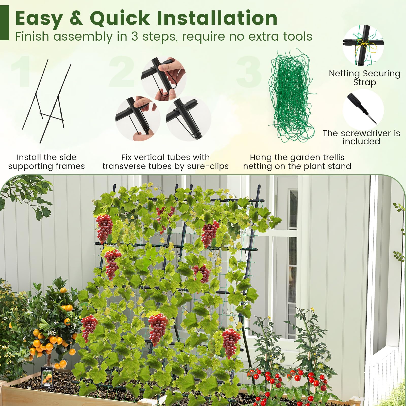 Giantex Cucumber Trellis, Trellis for Climbing Plants Outdoor