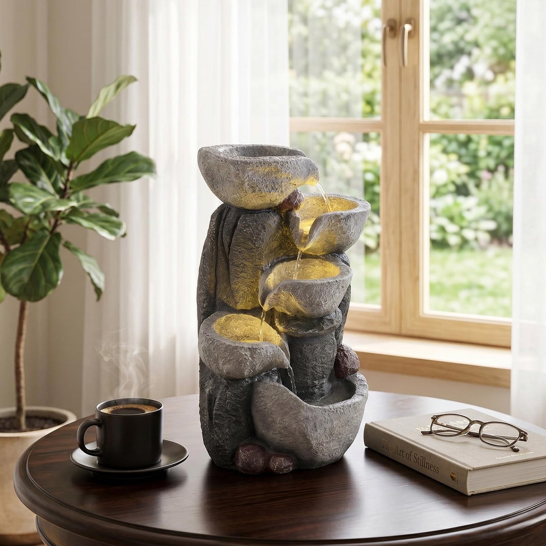 Giantex 5-Tier Outdoor Water Fountain with Lights