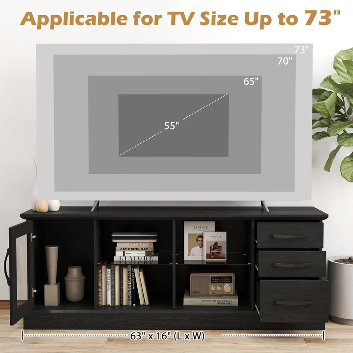 Giantex TV Stand for TVs up to 73”, Entertainment Center w/Cable Management Holes, Drawers
