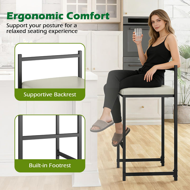 Giantex 26 Inch Modern Metal Bar Stools Set of 2/4 Armless Bar Chairs with Low Back