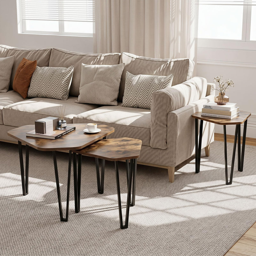 Giantex Nesting Coffee Tables Set of 3 for Living Room &amp; Apartment