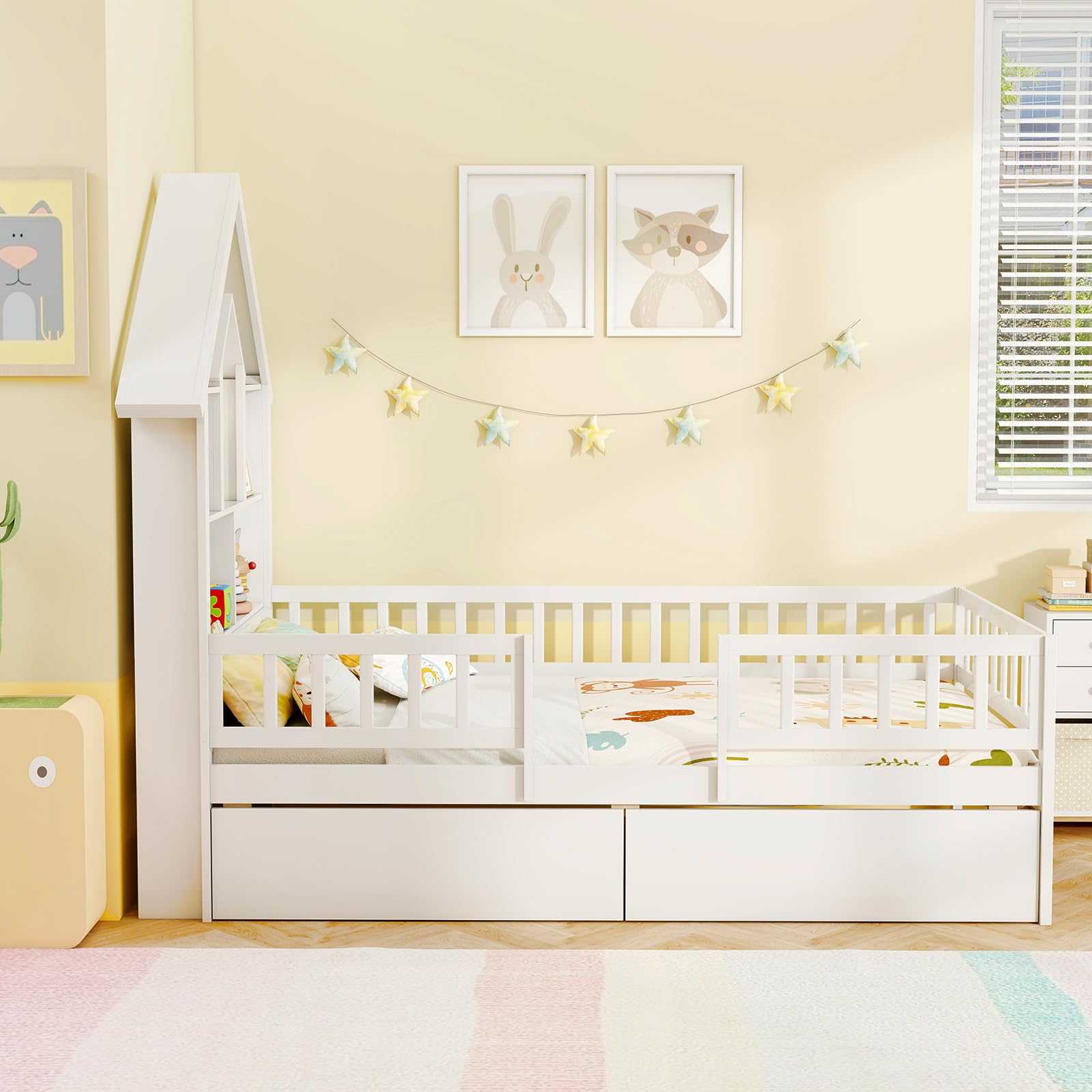 Giantex Twin House Bed with 2 Storage Drawers