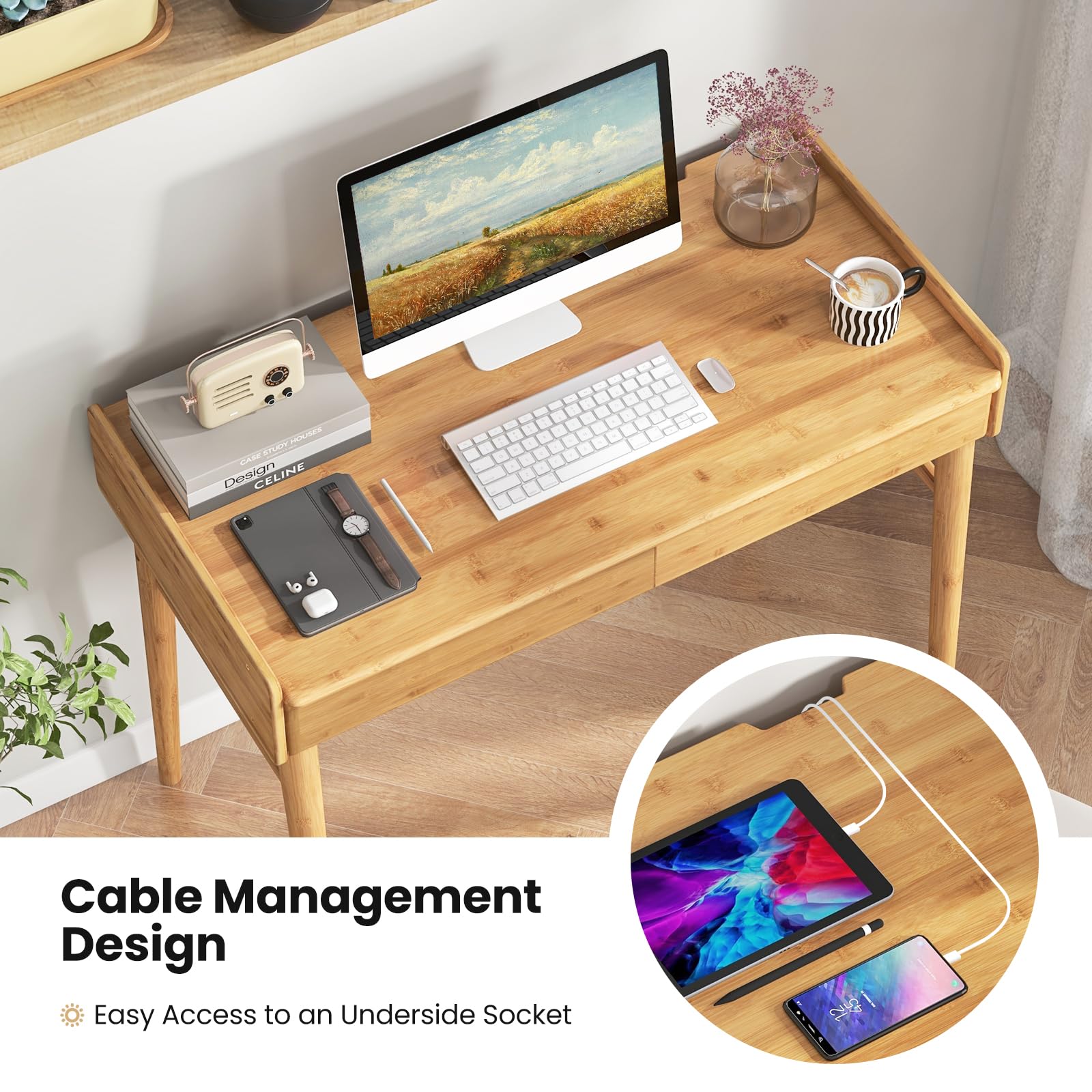 39.5" Bamboo Home Office Desk - Giantex
