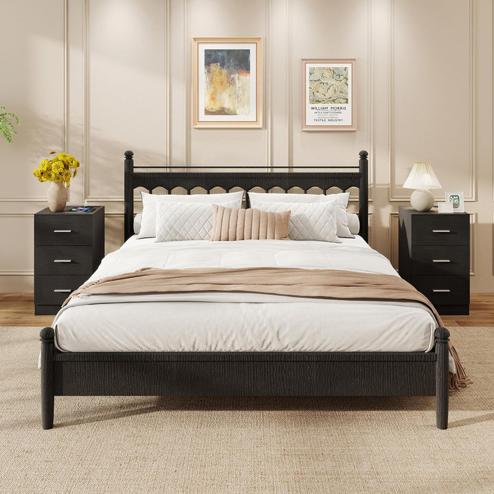 Giantex Night Stand with Charging Station - 26’’ Tall Side End Table