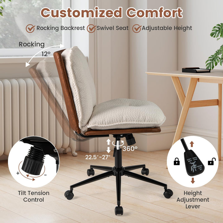 Giantex Faux Fur Desk Chair with Rocking Backrest & Thick Padded Cushion
