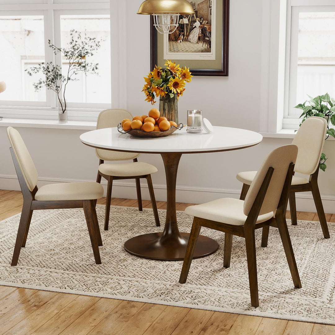 Giantex Wooden Dining Chair Set of 2/4 Mid-Century Modern Upholstered Side Armless Chair