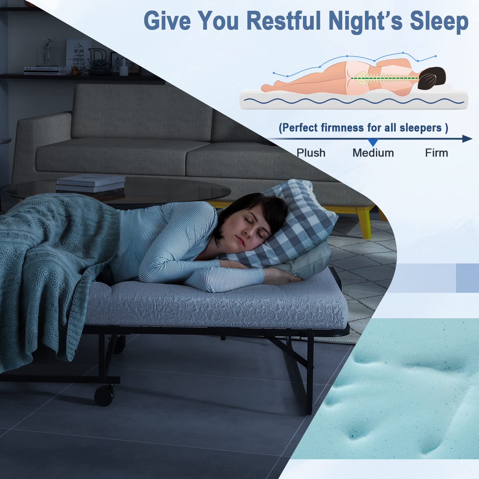 Sturdy and Durable Metal Folding Bed with Mattress