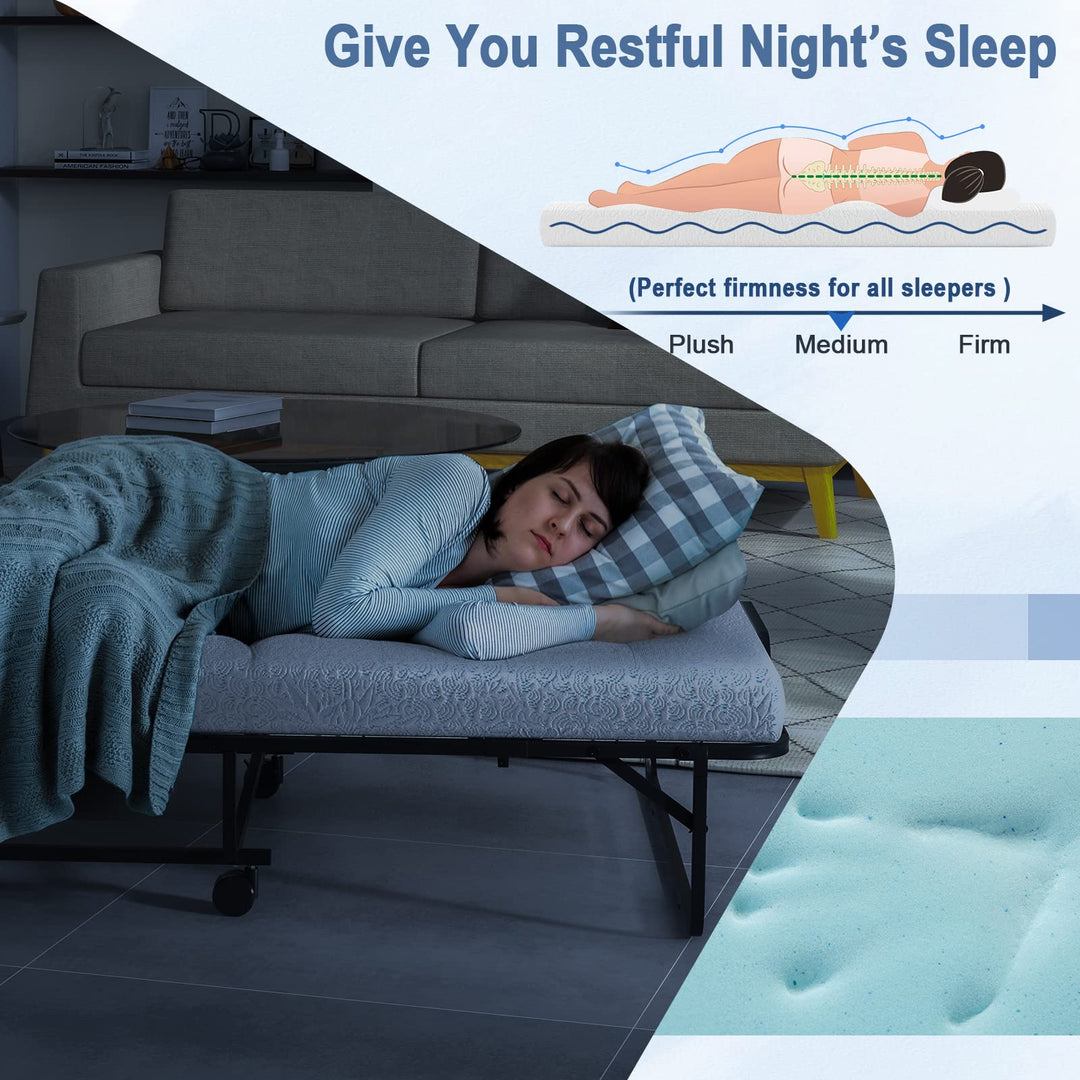 Sturdy and Durable Metal Folding Bed with Mattress