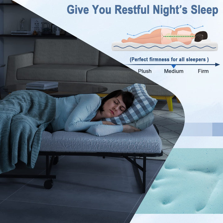 Sturdy and Durable Metal Folding Bed with Mattress
