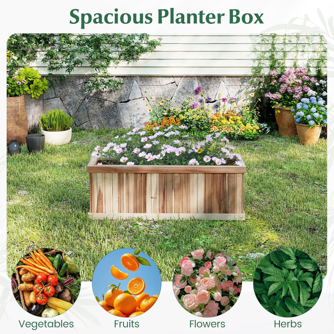 Giantex Rectangular Acacia Wood Raised Garden Bed w/Drainage Gaps