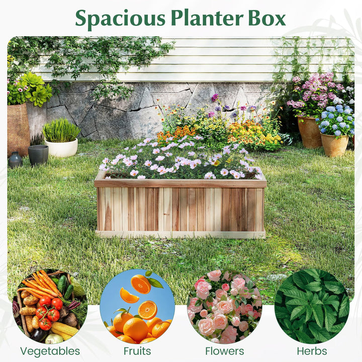 Giantex Rectangular Acacia Wood Raised Garden Bed w/Drainage Gaps