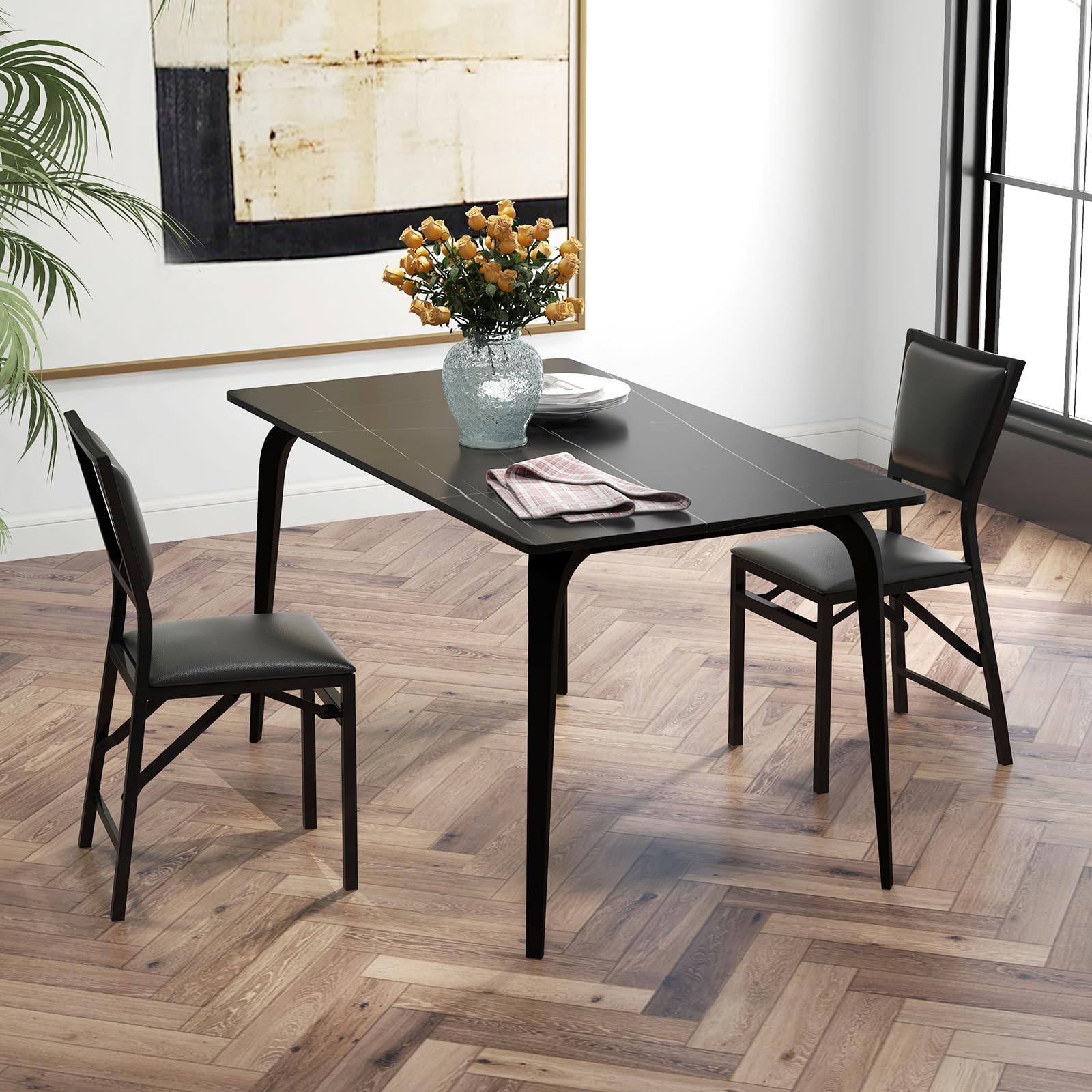 Metal Folding Chair Dining Chairs Home Restaurant Furniture - Giantex