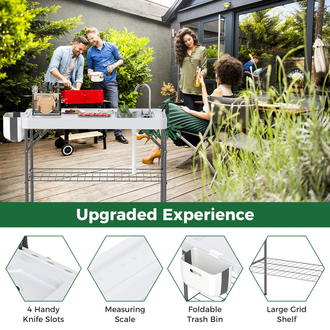Giantex Folding Fish Cleaning Table, Fillet Cutting Station w/Sink, Faucet, Spray Nozzle, Drain Hose