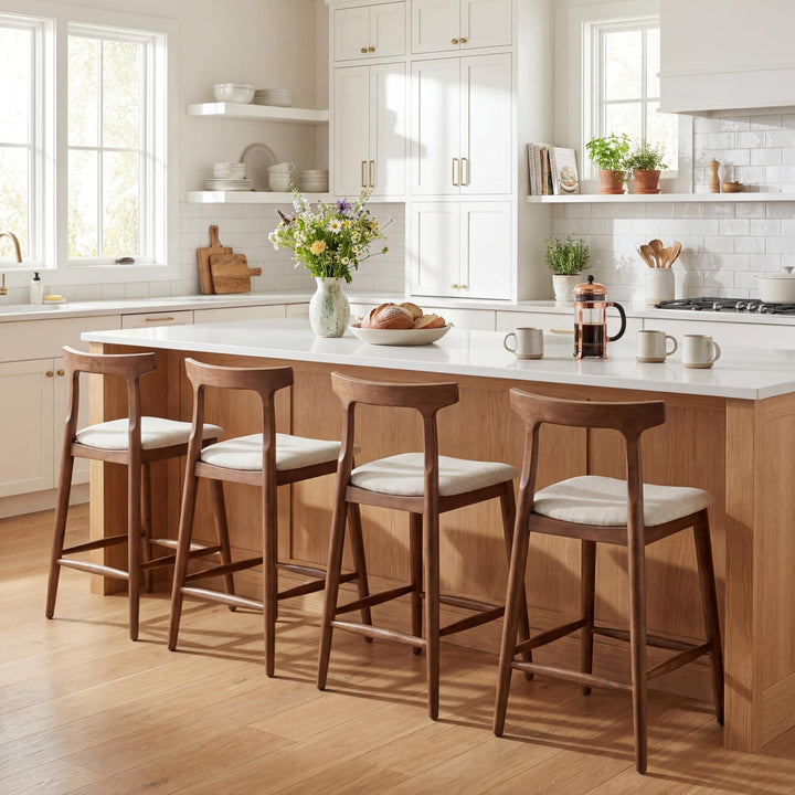GIANTEX 24" Rustic Farmhouse Barstools w/Upholstered Cushioned Seats (2/4)
