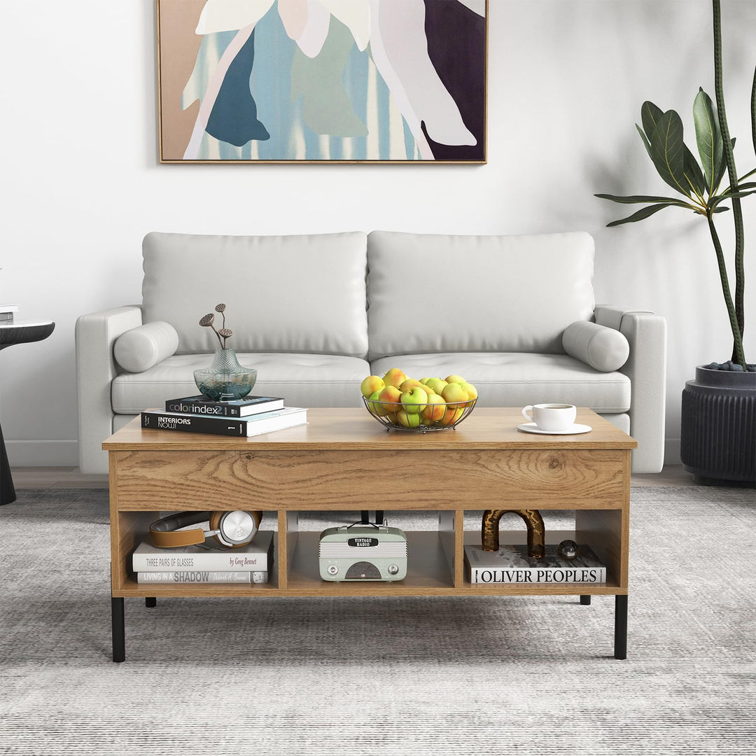 Giantex Lift Top Coffee Table - Living Room Center Table with Lifting Tabletop, Natural