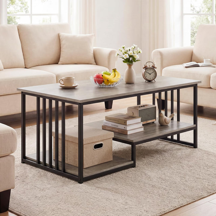 Giantex 43.5" Coffee Table 2-Tier Center Table with Storage