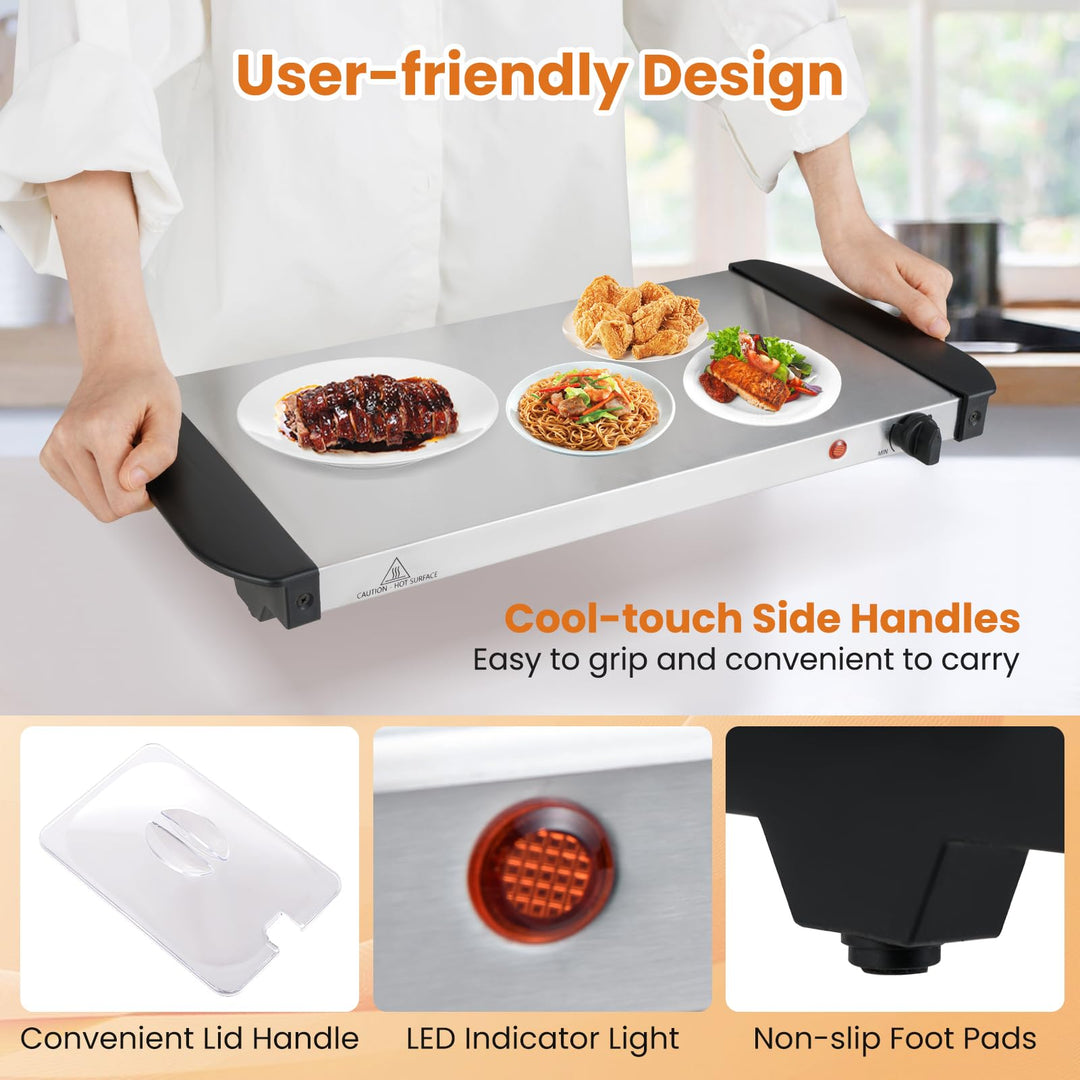 Giantex Electric Buffet Server & Warming Tray 3 Stainless Steel Pans with Lids