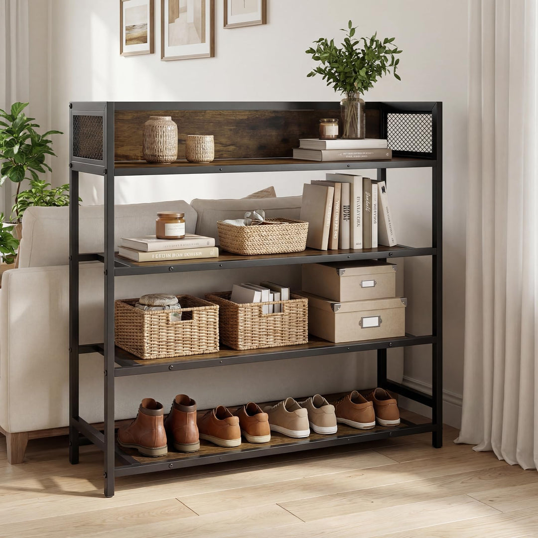 Giantex 4-Tier Industrial Shoe Storage Organizer with Heavy Duty Metal Frame