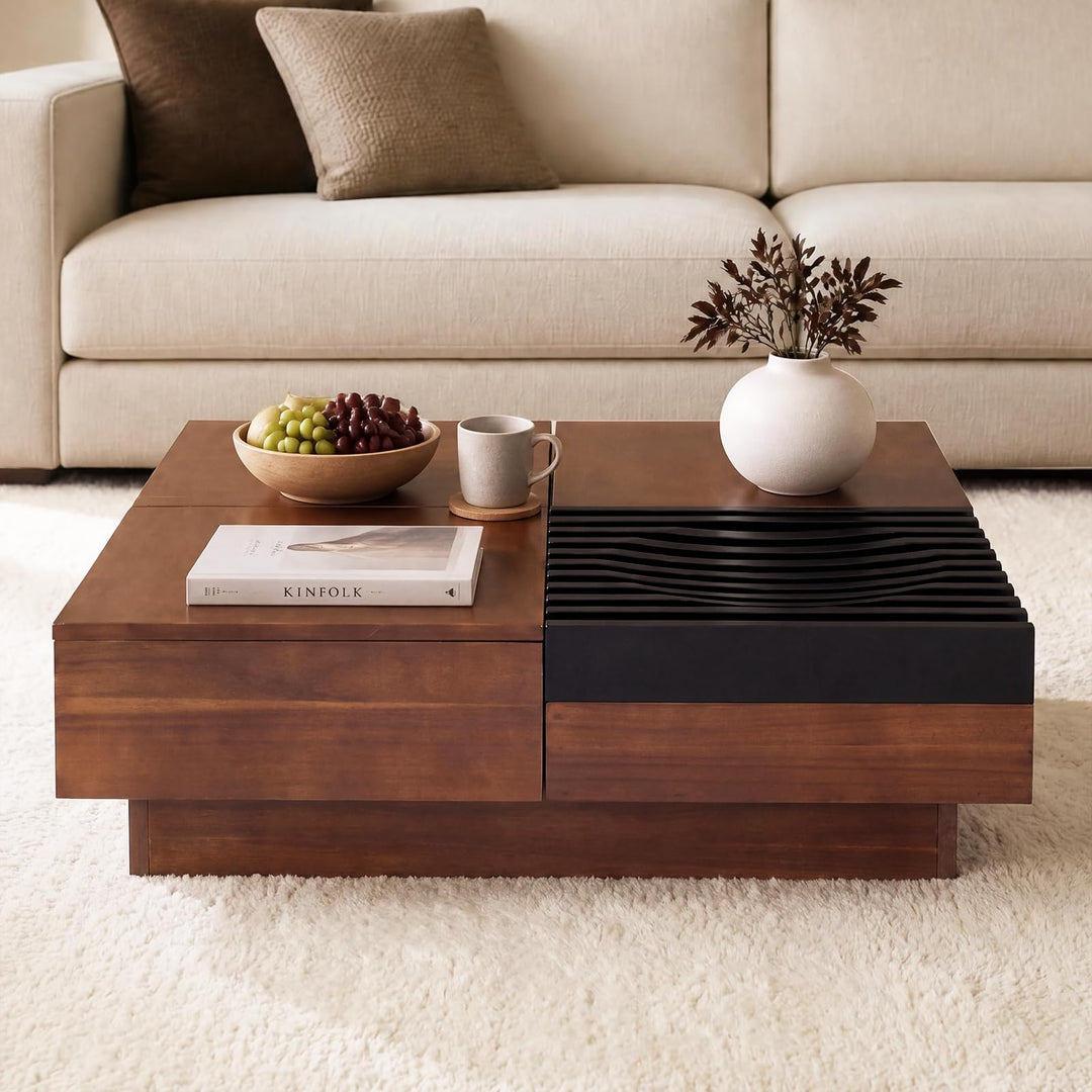 GIANTEX 32" Square Coffee Table with Storage for Living Room