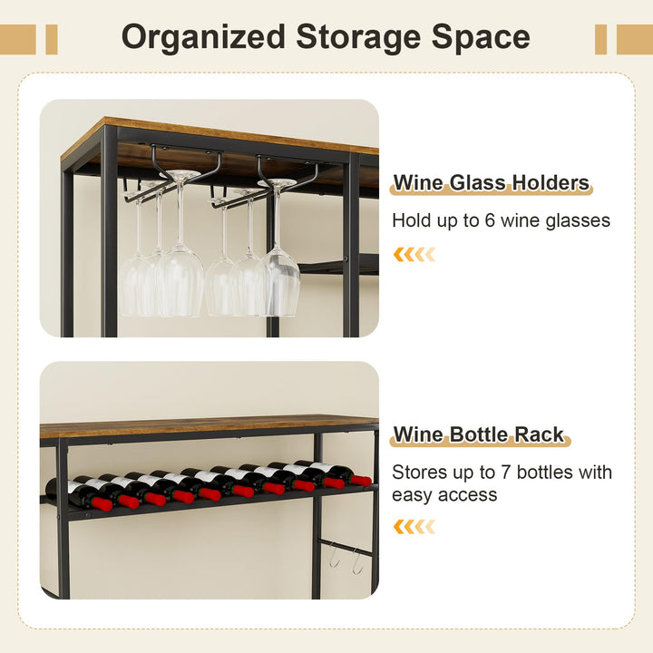 Giantex Tall Wine Bar Cabinet with LED Lights for Kitchen