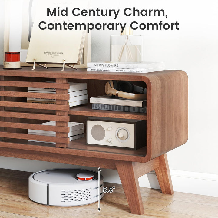 Giantex TV Stand for TVs up to 55" with Sliding Door and Adjustable Shelves for Living Room