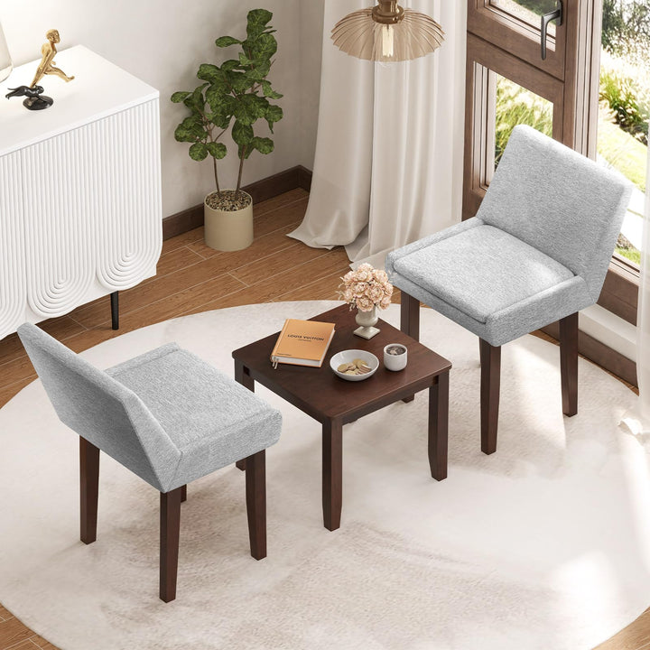 Modern Upholstered Armless Chair with Square Wood End Table
