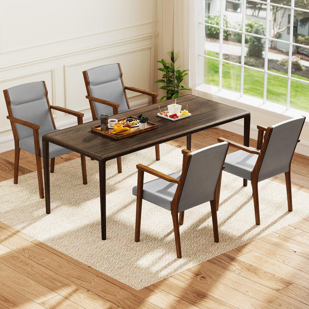 Giantex Mid Century Modern Dining Chairs Set of 2/4 Upholstered Accent Chair with High Back