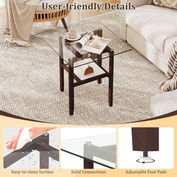Giantex Small Coffee Table 24" Glass End Table