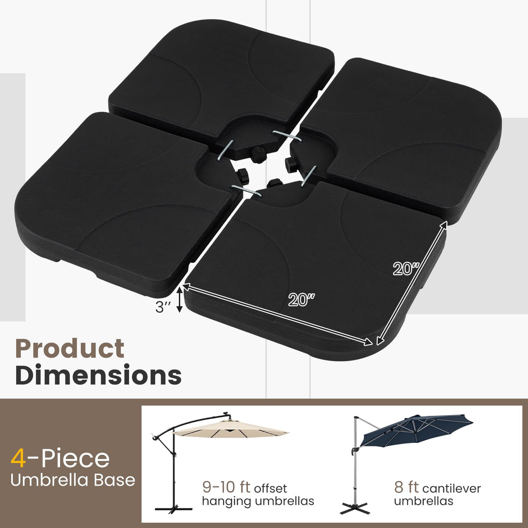 Giantex 4-Piece Fillable Offset Umbrella Base | 238 lbs Heavy Duty HDPE Cantilever Patio Umbrella Stand