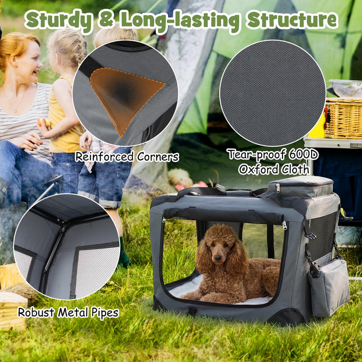 Giantex Folding Soft Dog Crate with 5-Sided Mesh