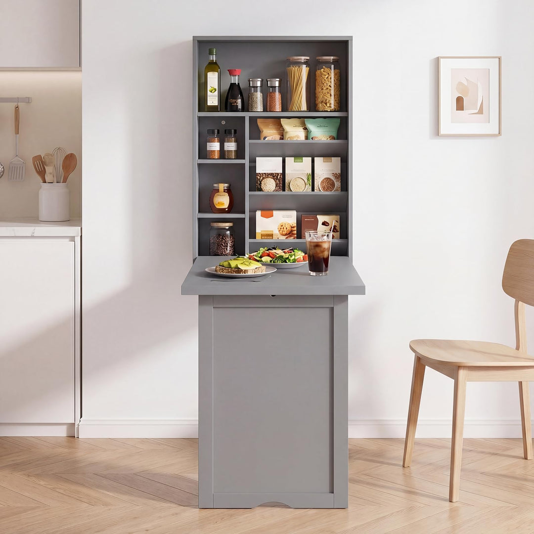 Giantex Wall Mounted Desk | Foldable Convertible Computer Desk with Storage Shelves