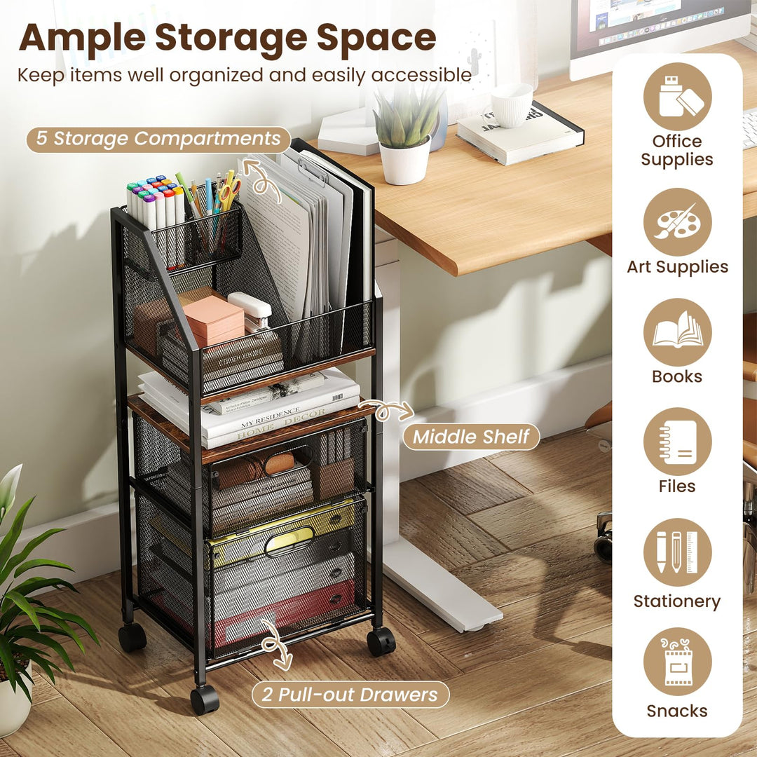 Giantex 5-Tier Rolling File Cart with Metal Mesh Drawers (1/2)