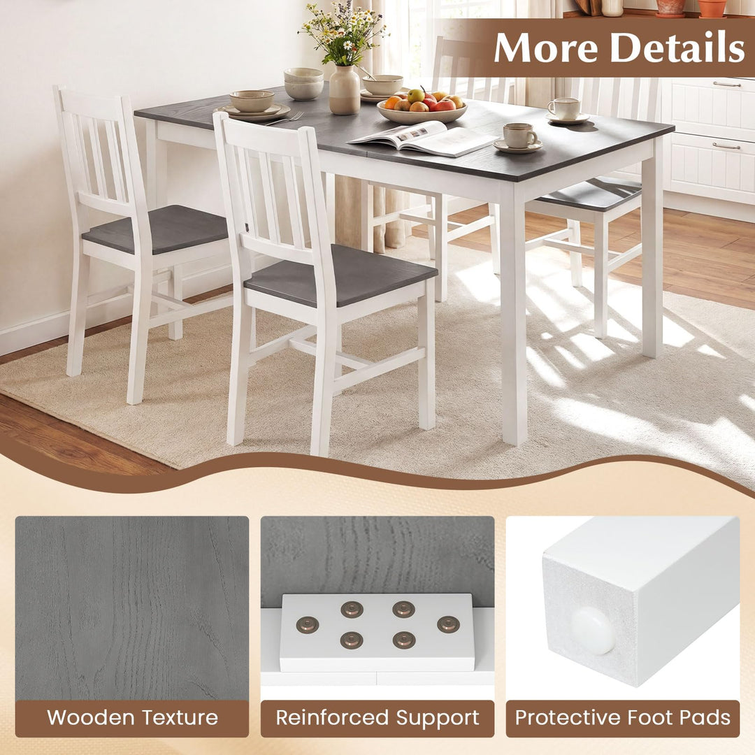 Giantex 7-Piece Dining Table Set | Rectangular 60-inches Kitchen Table and 6 Dining Chairs with Rubber Wood Legs