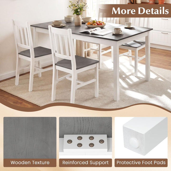 Giantex 7-Piece Dining Table Set | Rectangular 60-inches Kitchen Table and 6 Dining Chairs with Rubber Wood Legs